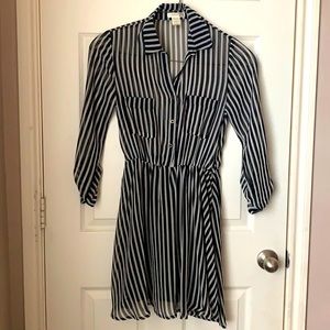 Black and white sheer stripped dress.